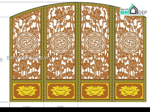 mẫu hoa sen cnc,cổng chùa,file cổng chùa