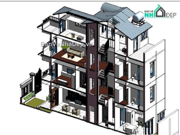 File revit villa,Revit thiết kế biệt thự 4 tầng,mẫu thiết kế biệt thự 4 tầng,revit thiết kế biệt thự 4 tầng