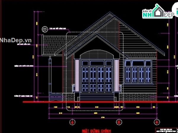 Bản vẽ thiết kế nhà cấp 4 kích thước 8.5x24m gồm: Kiến trúc, kết ...