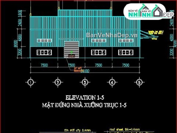 kiến trúc nhà xưởng,kết cấu nhà xưởng,bản vẽ nhà xưởng 65x30m