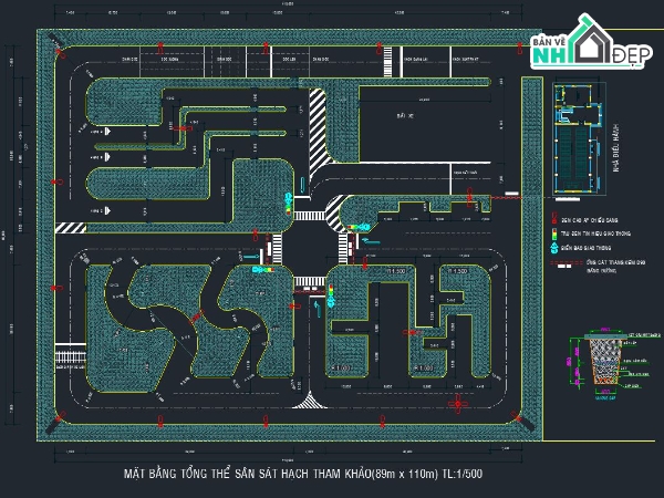 Bản vẽ thiết kế sân sát hạch lái xe,Bản vẽ thiết kế sân sát hạch,sân sát hạch lái xe