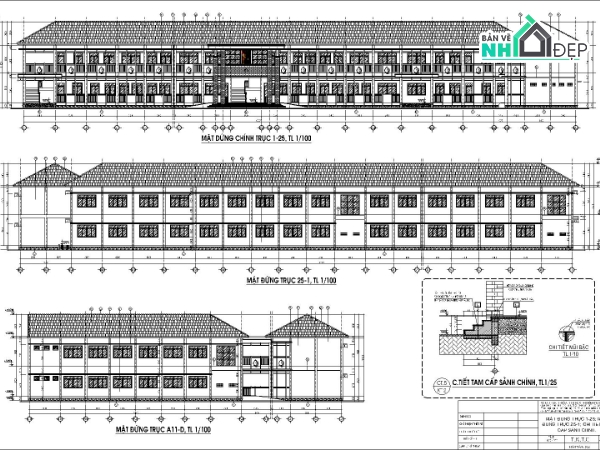 bản vẽ trường tiểu học,dự án trường tiểu học,trường tiểu học Phú Thành,File cad trường tiểu học