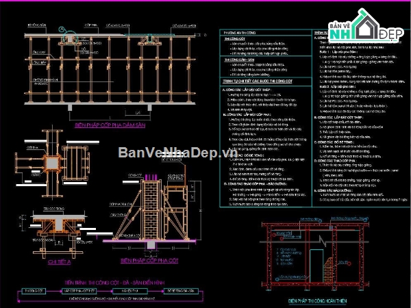 thi công trường học,Bản vẽ thi công,biện pháp thi công trường học