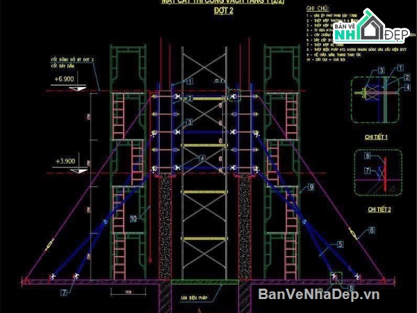 thi công vách,File biện pháp thi công,thi công cột thép