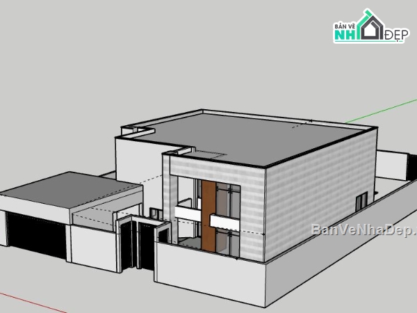 Biệt thự 1 tầng,model su biệt thự 1 tầng,sketchup biệt thự 1 tầng