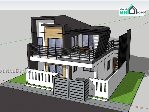 Biệt thự 2 tầng hiện đại,file su biệt thự 2 tầng,biệt thự 2 tầng file su,model su biệt thự 2 tầng,sketchup biệt thự 2 tầng