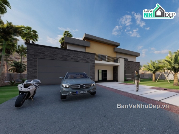 Biệt thự 2 tầng hiện đại,model su biệt thự 2 tầng,sketchup biệt thự 2 tầng,biệt thự 2 tầng file su