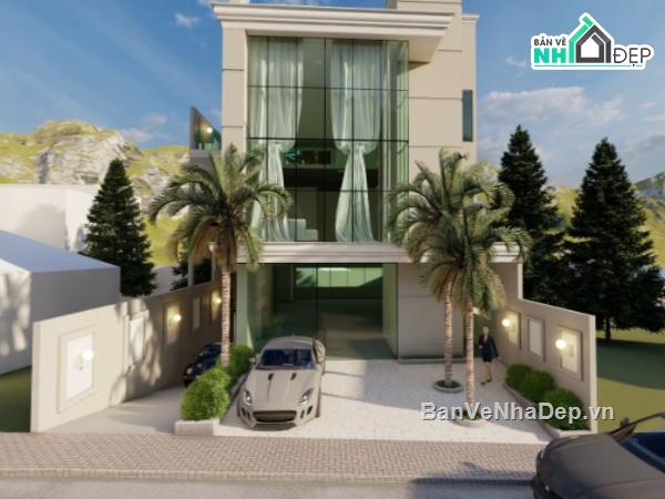 Biệt thự 2 tầng hiện đại,biệt thự su,phối cảnh biệt thự