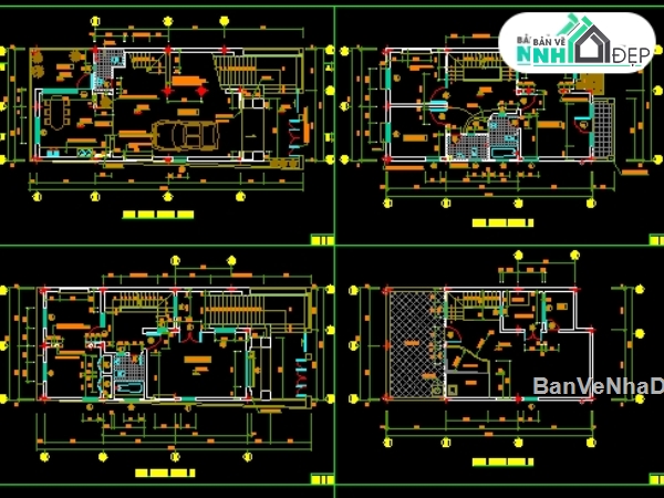 Cad biệt thự 2 tầng,Biệt thự 2 tầng,Biệt thự 2 tầng 7.6x15m,Biệt thự 7.6x15m,Biệt thự 2 tầng cad