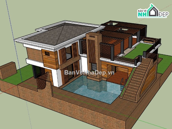file su biệt thự,sketchup biệt thự,model su biệt thự