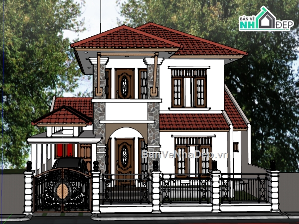 biệt thự,biệt thự 2 tầng,model biệt thự 2 tầng
