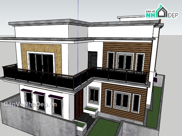 Biệt thự 2 tầng hiện đại,file sketchup biệt thự 2 tầng,mẫu biệt thự sketchup
