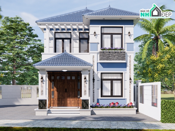 biệt thự 2 tầng,file cad biệt thự 2 tầng,bản vẽ biệt thự 2 tầng