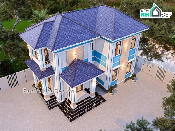 biệt thự 2 tầng mái nhật,Nhà 2 tầng mái nhật hiện đại,Nhà 2 tầng sang trọng