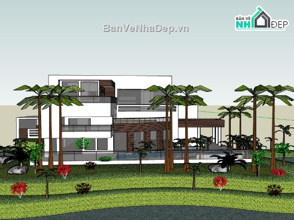 file su biệt thự,model su biệt thự,sketchup biệt thự
