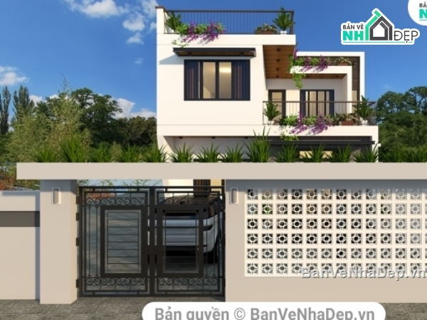 Biệt thự 2 tầng hiện đại,Biệt thự 2 tầng 8.8x14.4m,8.8x14.4m,Biệt thự 2 tầng,file sketchup