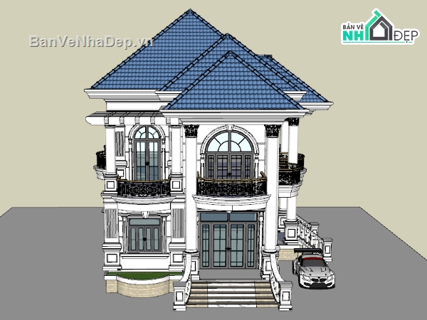 biệt thự tân cổ,model biệt thự,biệt thự cổ điển