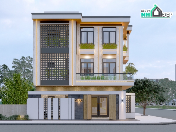 biệt thự 3 tầng,file cad biệt thự 3 tầng,biệt thự 3 tầng file cad,bản vẽ biệt thự 3 tầng