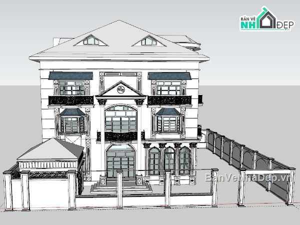 biệt thự,biệt thự 3 tầng,model biệt thự 3 tầng