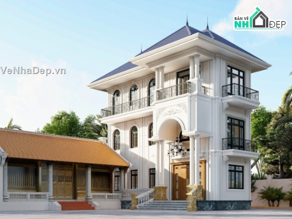 mẫu nhà đẹp,biệt thự 3 tầng,file nhà 3 tầng,nhà biệt thự