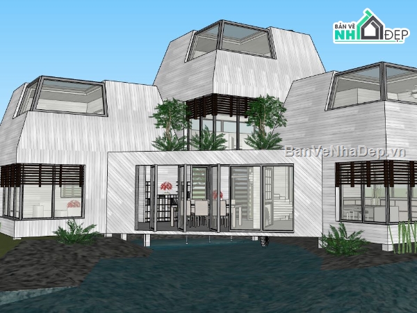 mẫu biệt thự 3 tầng,biệt thự 3 tầng,model su biệt thự