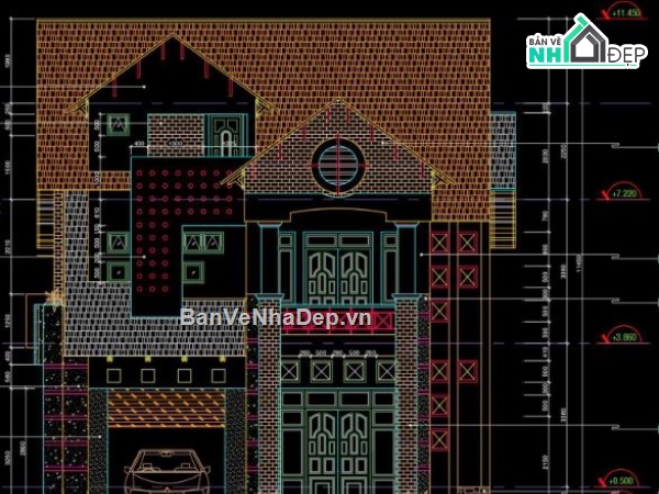 Biệt thự,biệt thự 3 tầng,file kiến trúc biệt thự 3 tầng,mẫu biệt thự 3 tầng