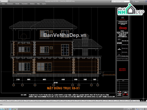 Biệt thự,File cad biệt thự 3 tầng,mẫu biệt thự 3 tầng,biệt thự 3 tầng