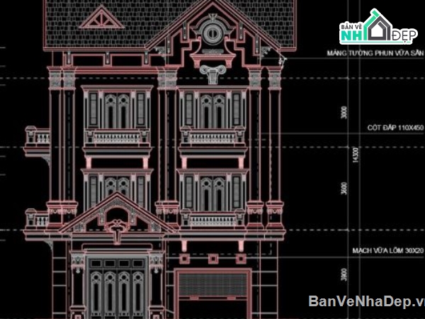 biệt thự Pháp,thiết kế biệt thự 3 tầng,biệt thự tân cổ điển