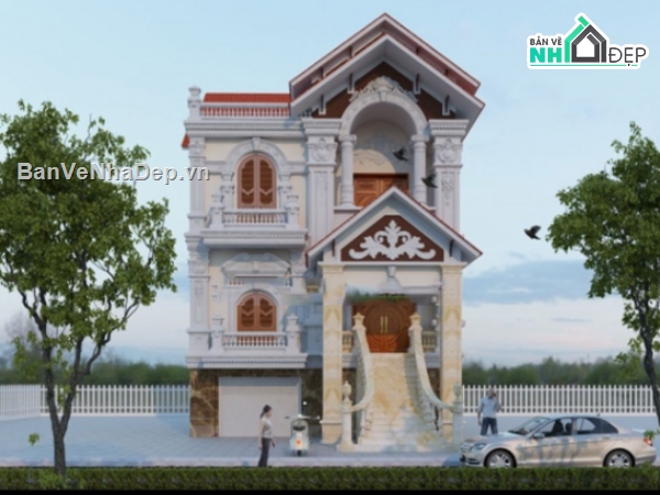 biệt thự 3 tầng,cad biệt thự 3 tầng,file cad biệt thự 3 tầng