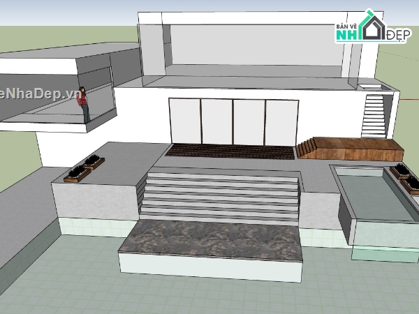 biệt thự hiện đại,biệt thự hiện đại 3 tầng,biệt thự sketchup