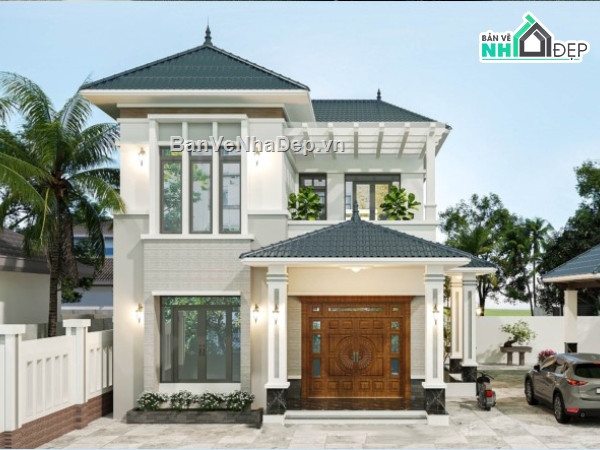 biệt thự 2 tầng,biệt thự hiện đại,mẫu biệt thự