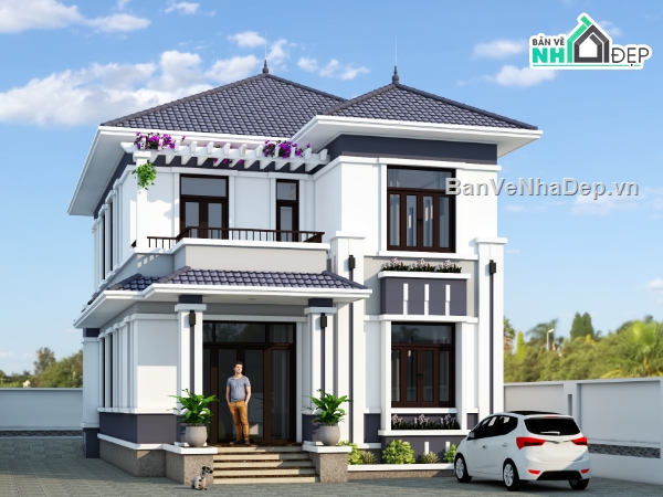 nhà vườn 2 tầng mái Nhật,nhà vườn 2 tầng 8x14m,nhà vườn 2 tầng mái Nhật 8x14m