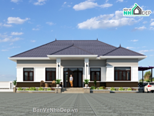 Nhà vườn 1 tầng mái Nhật,Nhà vườn 1 tầng 5 phòng ngủ,nhà vườn 1 tầng 3 phòng ngủ