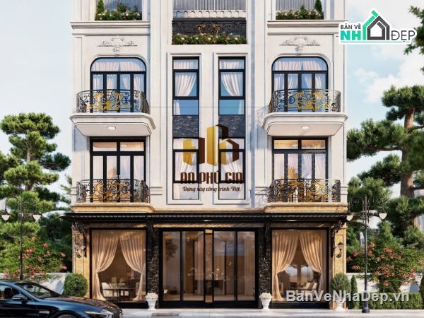 Biệt thự tân cổ điển,nhà ở kết hợp kinh doanh nha khoa,nhà phố tân cổ điển