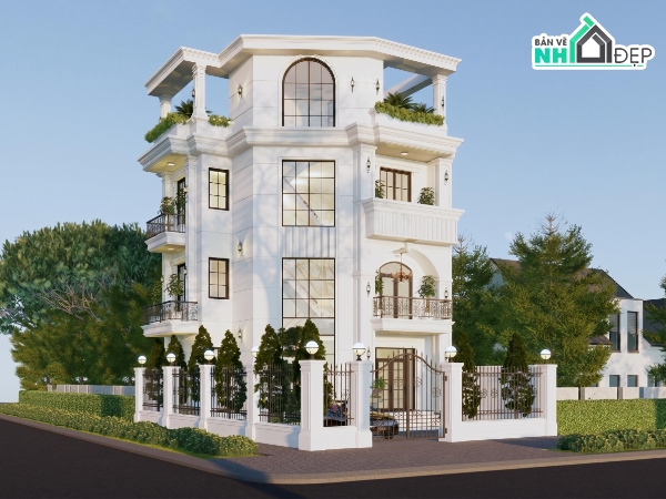 Biệt thự tân cổ điển,Biệt thự tân cổ điển 4 tầng,Biệt thự tân cổ 4 tầng
