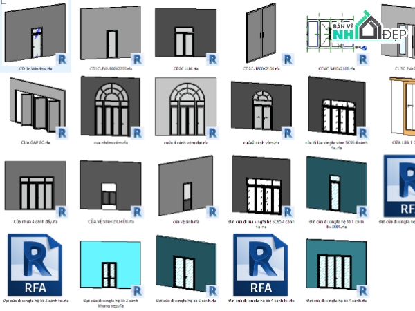 revit,family revit,revit cửa,cửa các loại,family cửa