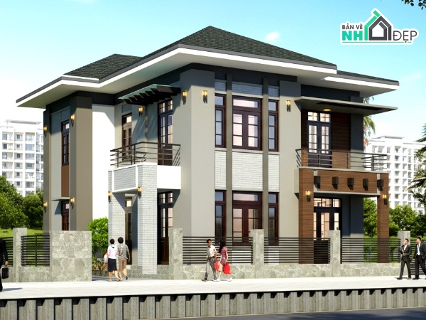 bản vẽ cad biệt thự,bản vẽ cad nhà phố,thiết kế biệt thự mái nhật,hồ sơ thiết kế biệt thự,biệt thự 2 tầng,mẫu biệt thự