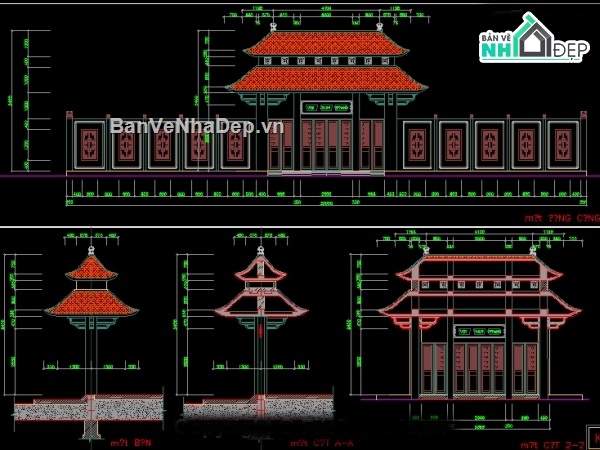 Bản vẽ nhà thờ họ,Nhà thờ họ,thiết kế tổng quan nhà thờ,mẫu nhà thờ đẹp,file cad nhà thờ họ