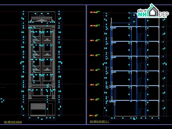 Bản vẽ thiết kế chung cư mini,chung cư mini,phong cách cổ điển,Bản vẽ chung cư mini 7 tầng