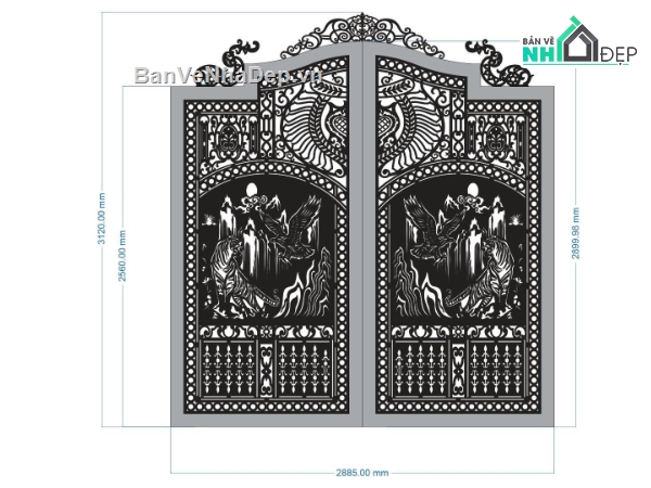 CNC cổng 2 cánh,cổng anh hùng tương ngộ,tranh anh hùng tương ngộ,anh hùng