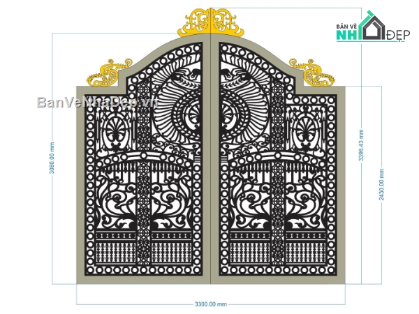 cổng 2 cánh biệt thự,file cnc cổng 2 cánh,mẫu cnc cổng 2 cánh