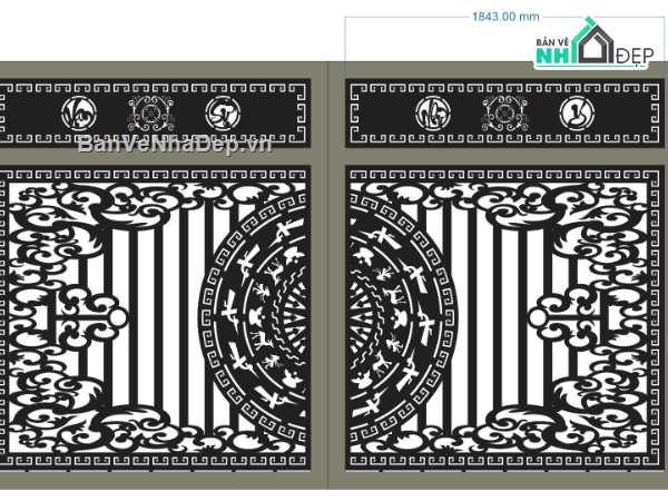 CNC cổng 2 cánh,cổng 2 cánh dxf,mẫu cổng 2 cánh