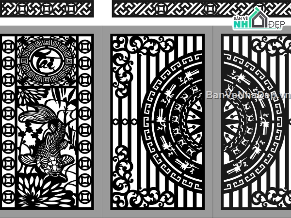 cổng cá chép CNC,CNC cổng 4 cánh,CNC cá chép tài lộc