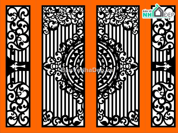 CNC cổng 4 cánh,cổng đẹp 4 cánh,file cnc cổng 4 cánh