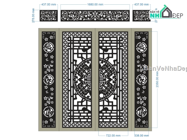 CNC cổng 4 cánh,cổng phúc lộc,cổng phúc lộc thọ,ô thoáng,phúc lộc thọ