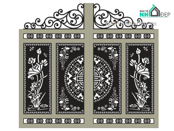 cổng CNC 4 cánh trống đồng,CNC cổng 4 cánh,mẫu cổng 4 cánh