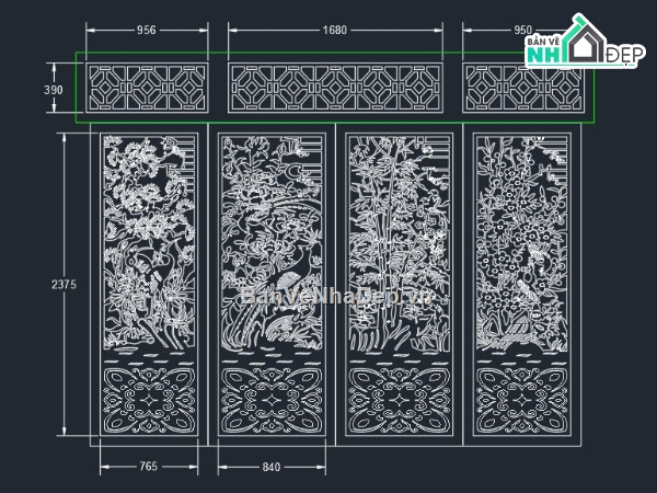 cổng tứ quý,CNC cổng tứ quý,ô thoáng tứ quý cnc,ô thoáng