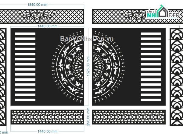 mẫu cổng CNC 2 cánh,file cnc cổng 2 cánh,mẫu cổng 2 cánh