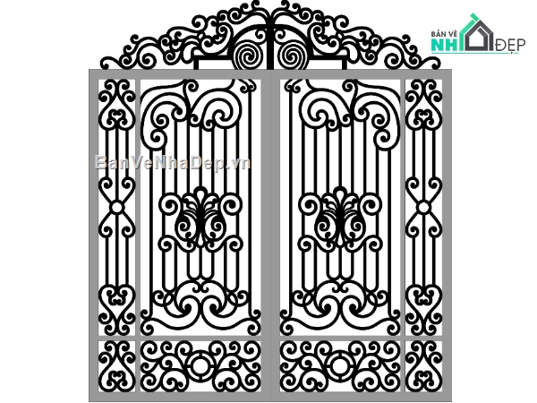 mẫu cổng 2 cánh CNC,mẫu cổng CNC 2 cánh,CNC cổng 2 cánh hiện đại
