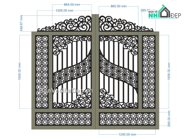 mẫu cổng CNC 2 cánh,mẫu cổng 2 cánh CNC,file cnc cổng 2 cánh